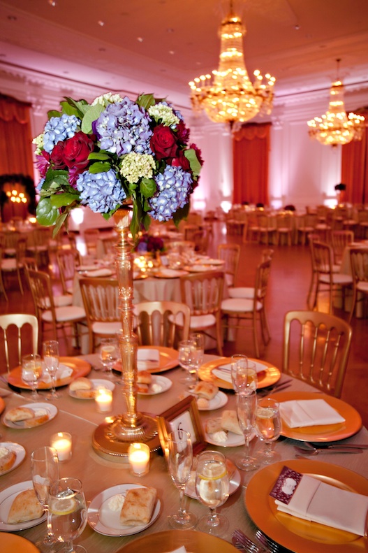 GoldBluePurpleWeddingCenterpiece